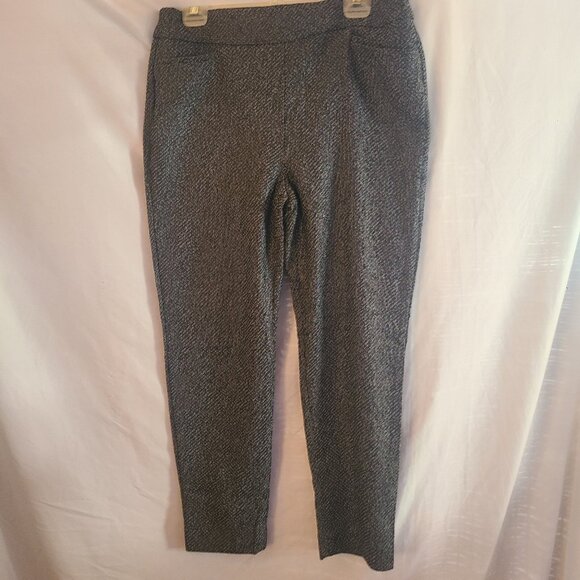 Chico's Black & Silver Women's Ankle Pants, Sz. 2R or Large Stretch Fabric - Picture 1 of 4